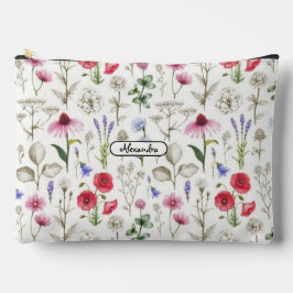 Wild Flowers Illustration Pattern – Hand-Drawn Zubehörtasche