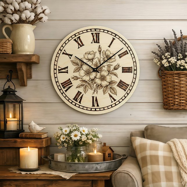 Wild flowers Wall Clock Große Wanduhr (Von Creator hochgeladen)