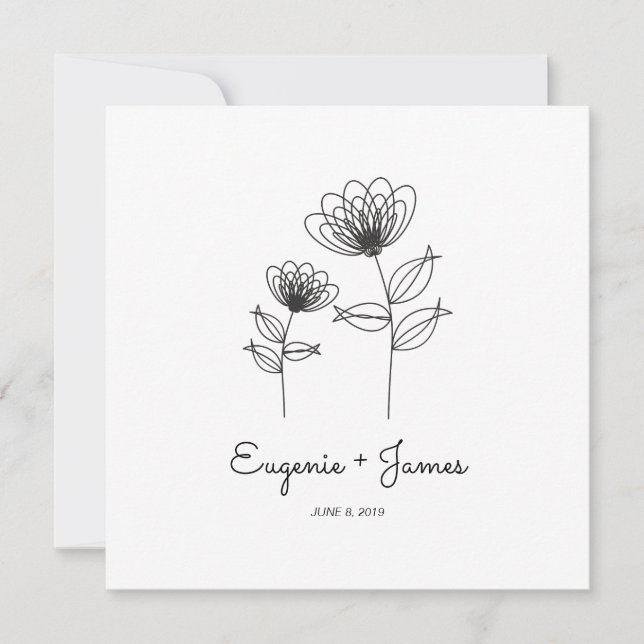 Wild Flowers Wedding Monogram Invitation Design Einladung (Vorderseite)