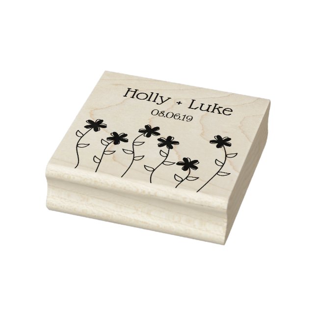 Wild Flowers with Branches and Leaves Design Gummistempel (Stempel)