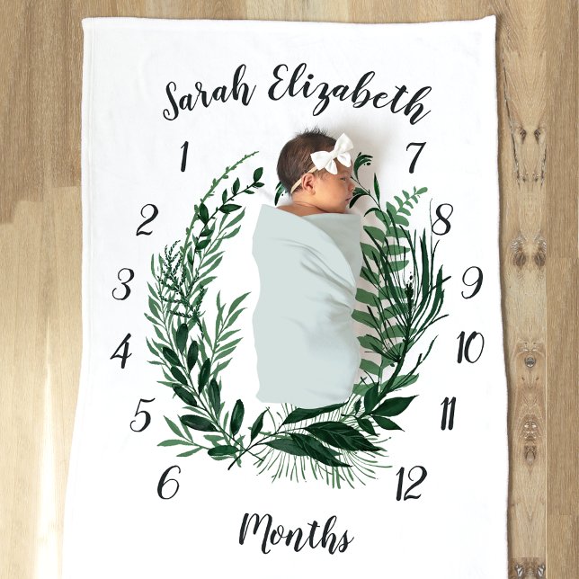Wild Forest Botanical Monthly Baby Milestone Fleecedecke (Von Creator hochgeladen)