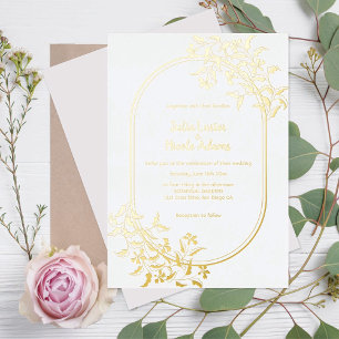 Wild Forest Botanische Blumen Blätter Hochzeit Folieneinladung
