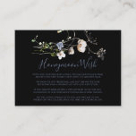 Wild Forest Floral Black Honeymoon Wish Begleitkarte<br><div class="desc">Diese wilde waldflorale Schwarze Flitterwochen Wunschzettel ist perfekt für eine rustikale Hochzeit. Dieses Design zeichnet sich durch handbemalte Aquarellfarben,  Weiß- und Blauwald-Blume mit grünem Blattwerk in schwarzem Hintergrund aus.</div>