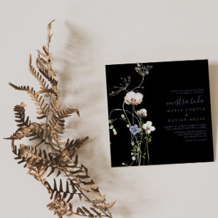 Wild Forest Floral Black Nuestra Boda Wedding Einladung