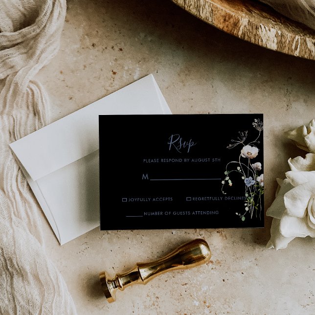 Wild Forest Floral Black Wedding RSVP (Von Creator hochgeladen)