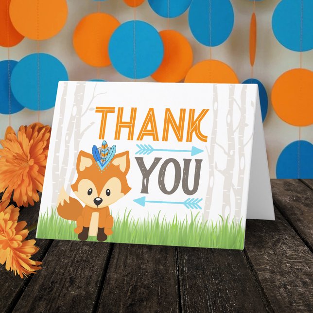 Wild Forest Fox Woodland Party Danke Karte (Tribal Woodland Forest Fox Folding Thank You Cards)