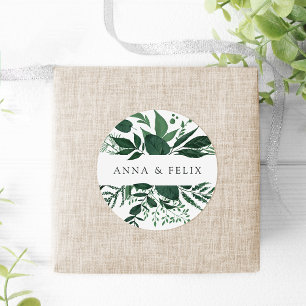Wild Forest   Personalisierte Botanische Hochzeit Runder Aufkleber