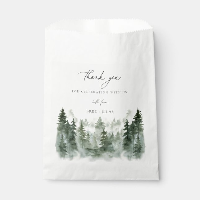 Wild Forest Pines Wedding Danke Geschenktütchen (Vorderseite)