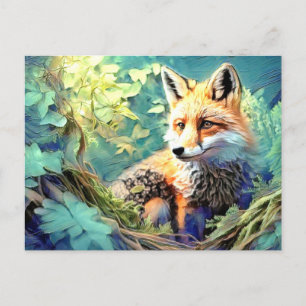 Wild Forest Red Fox - EIGENES ARTWORT - Postkarte