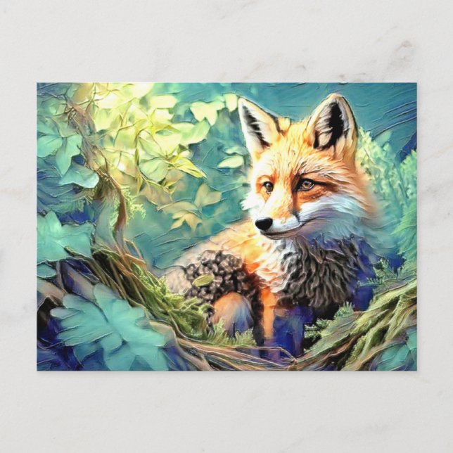 Wild Forest Red Fox - EIGENES ARTWORT - Postkarte (Vorderseite)