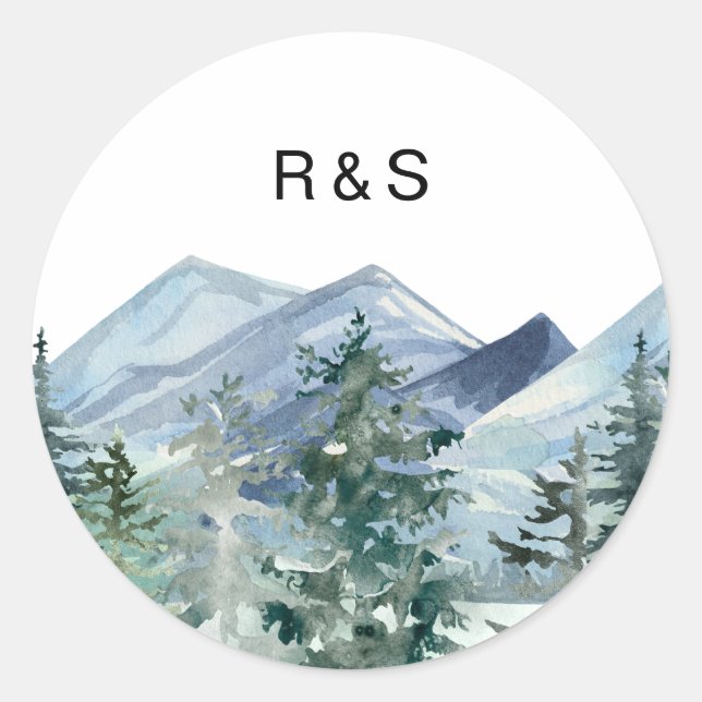 Wild Forest Wedding Monogram Runder Aufkleber (Vorderseite)