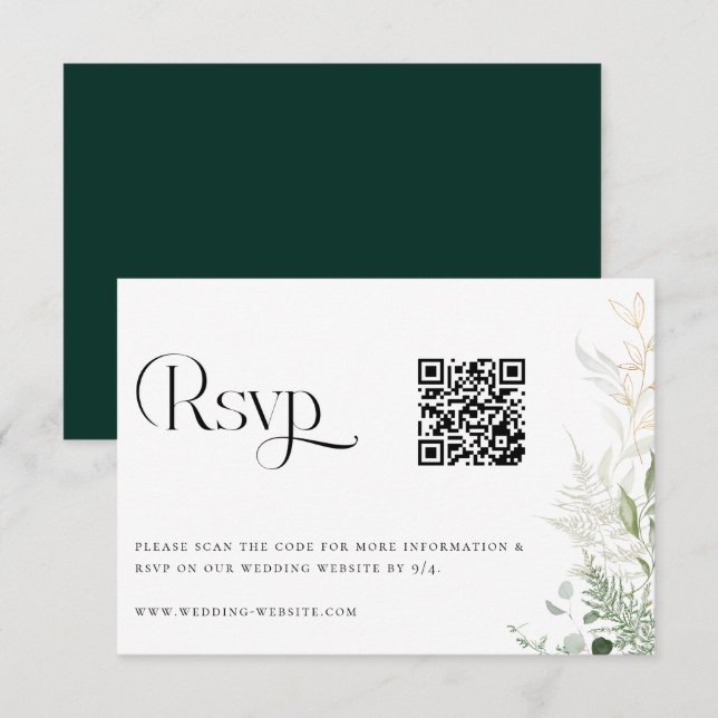 Wild Forest Wedding QR Code RSVP Card Karte (Vorne/Hinten)