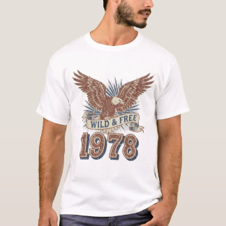 Wild & Free 1978 Vintage-Adler-T-Shirt | Retro-Dar T-Shirt