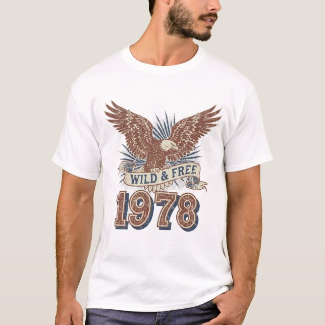 Wild & Free 1978 Vintager Adler T - Shirt | Retro  (Vorderseite)