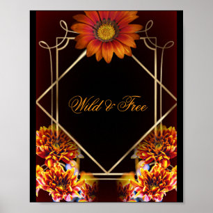 Wild & Free Boho Floral Poster