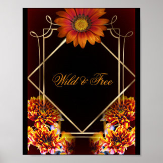 Wild & Free Boho Floral Poster