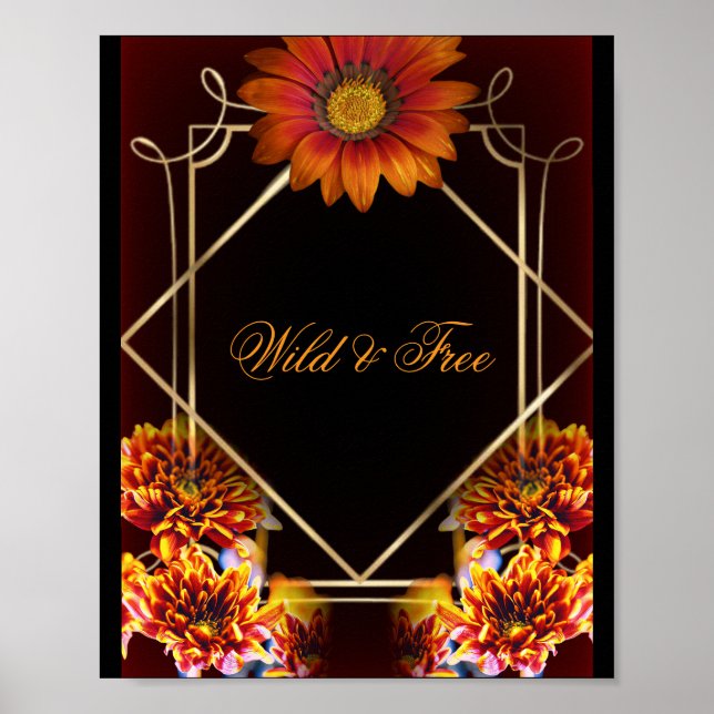 Wild & Free Boho Floral Poster (Vorne)