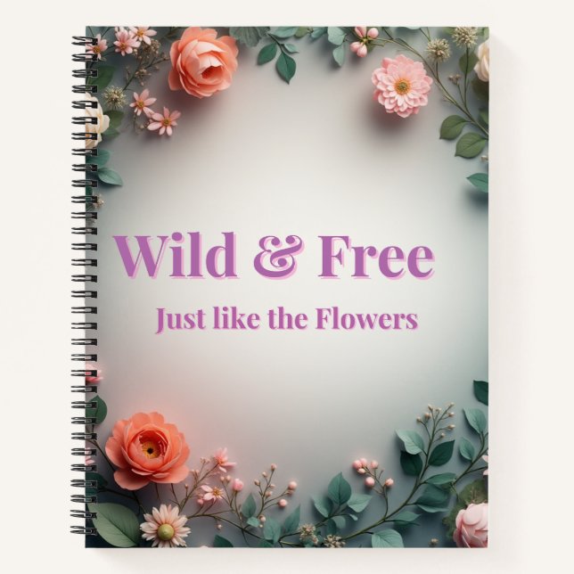  Wild & Free Floral Line Art | Boho Minimal Design Notizbuch (Vorderseite)