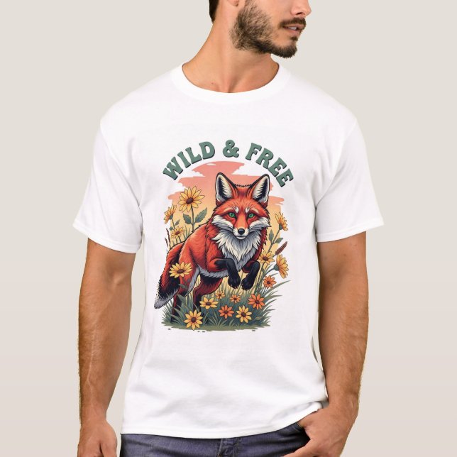 Wild & Free Fox T - Shirt - Vintage Natur (Vorderseite)
