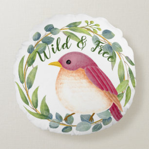 Wild & Free Song Bird Rundes Kissen