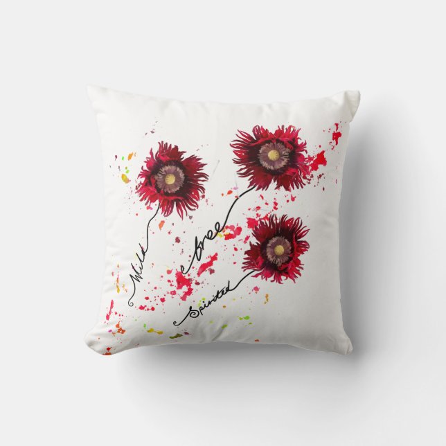 Wild Free Spirited red poppipies and paint Spritze Kissen (Vorderseite)