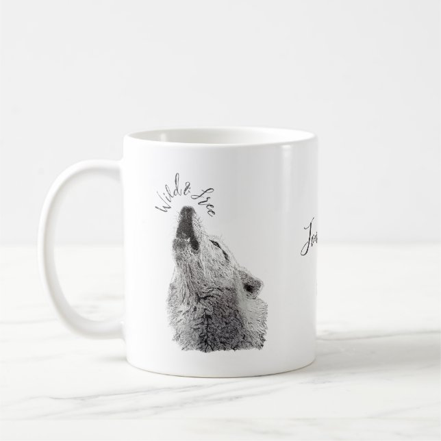 Wild & Free Sprüche Moderne Typografie Heulender W Kaffeetasse (Links)