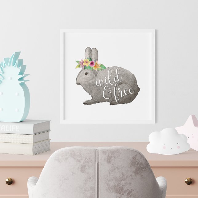 Wild & Free Watercolor Boho Rabbit Poster (Von Creator hochgeladen)