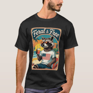 Wild & Frei Lustiger Patriotischer Waschbär Wild U T-Shirt