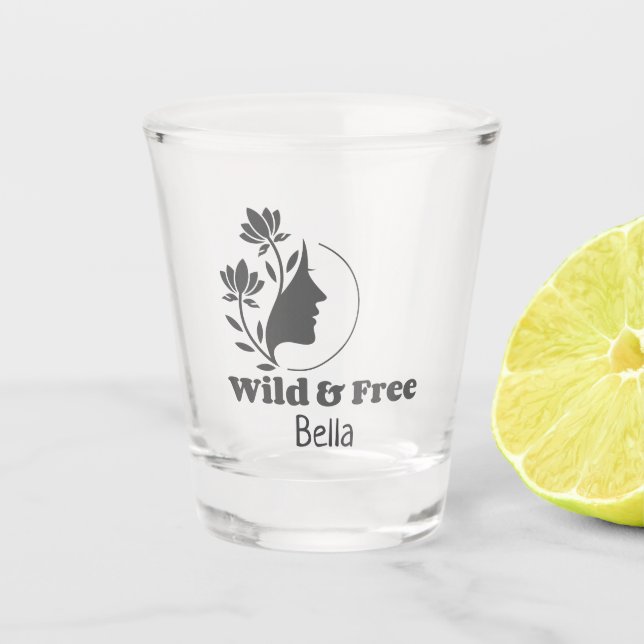 Wild & frei - Personalisierter Scheidungsfall Sing Schnapsglas (Vorderseite)