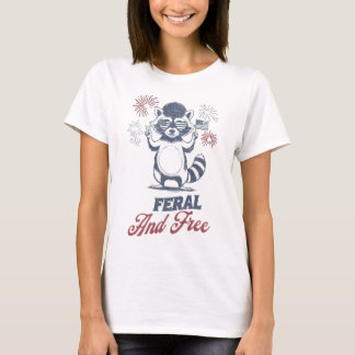 Wild & Freie Funny Raccoon Patriotic 4. Juli T-Shirt