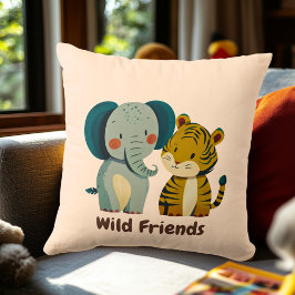 Wild Friends Elephant & Tiger | Dekoration des Kin Kissen