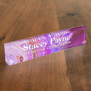 Wild Fuscia Acrylic Flow Art Desk Namplate Namensplakette