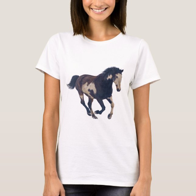 Wild Galloping Pinto American Paint Horse T-Shirt (Vorderseite)