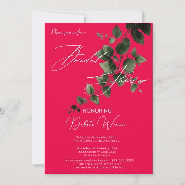 Wild Garden Blätter Brautparty Einladung (Vorderseite)