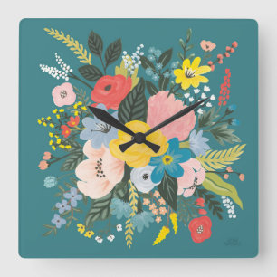 Wild-Garden-Blume Quadratische Wanduhr