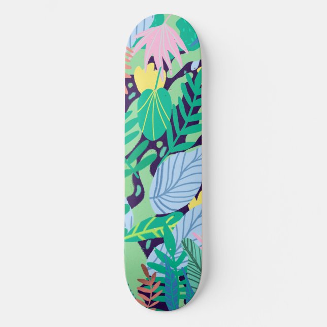 Wild Garden | Eclectic Contemporary Boho Jungle Skateboard (Vorderseite)