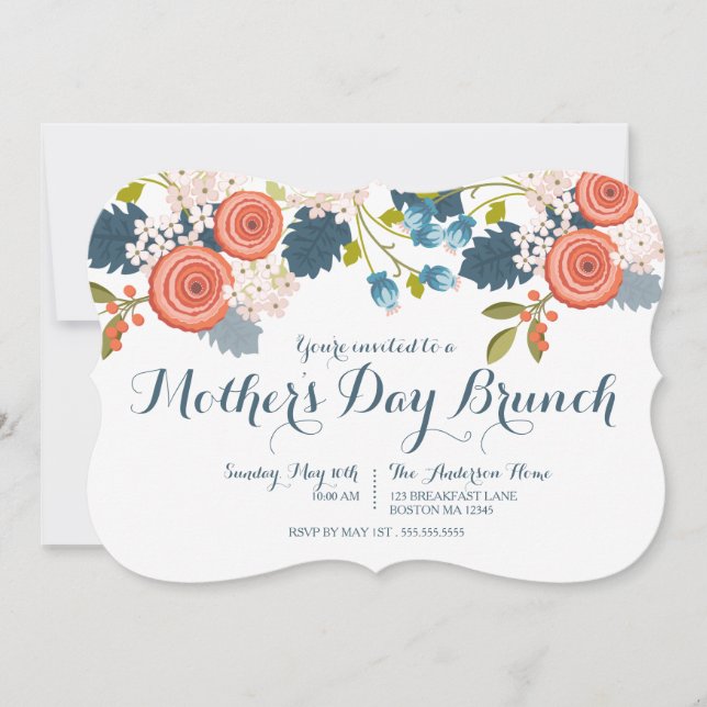 Wild Garden Floral Mutter Tag Brunch Einladung (Vorderseite)