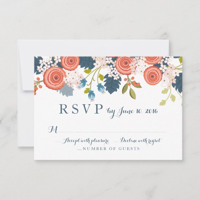 Wild Garden Floral Wedding RSVP Response Card (Vorderseite)