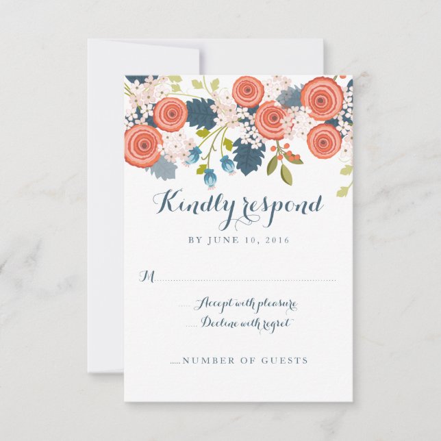 Wild Garden Floral Wedding RSVP Response Card (Vorderseite)