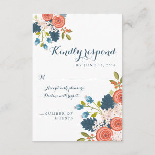 Wild Garden Floral Wedding RSVP Response Card Karte