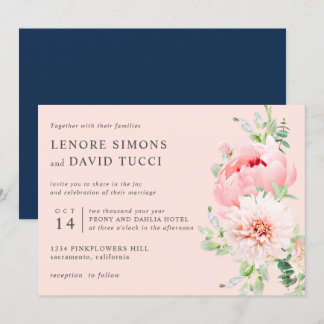 Wild Garden | Rosa botanische Hochzeit Einladung