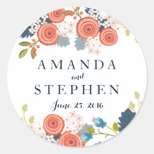 Wild Garden Wedding Personalisiert Gefallen Sticke Runder Aufkleber