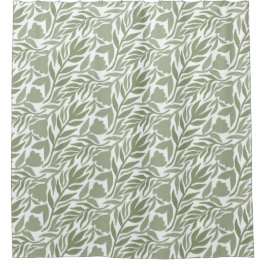 Wild Garden White & Moss Green Duschvorhang