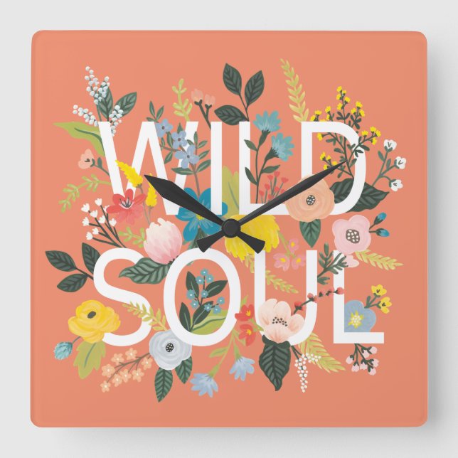 Wild Garten, Wild Soul Quadratische Wanduhr (Vorderseite)