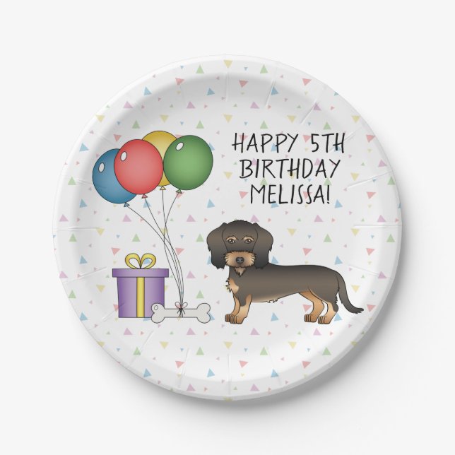 Wild gebackene Dackel Hund - Geburtstag Pappteller (Vorderseite)