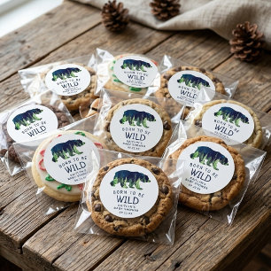 Wild Geboren Baby Shower Runder Aufkleber