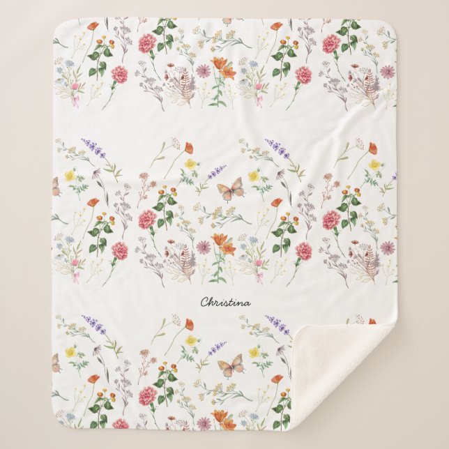 Wild gepresste Blume Blütenblätter hinzufügen Sherpadecke (Vorderseite)