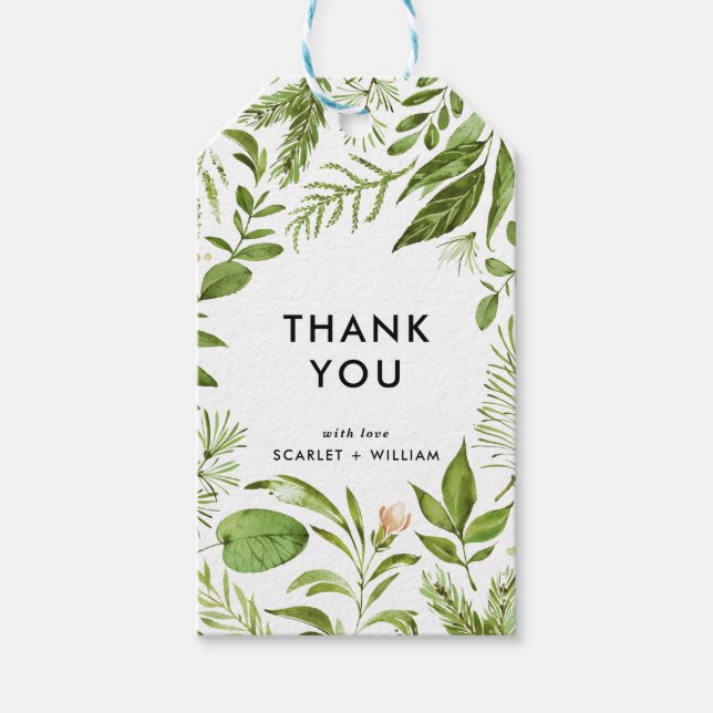 Wild gezogene Blätter Danke Geschenkanhänger (Vorderseite)