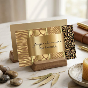 Wild Giraffe Snake Tiger Zebra Gold Mixed Prints Visitenkarte