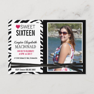 Wild Girl Zebra Sweet 16 Party Foto ZEBRA Einladung